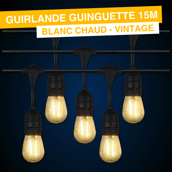  Spécialiste de la location de guirlande guinguette en  France - Location Guirlande guinguette 300m - Multicolore